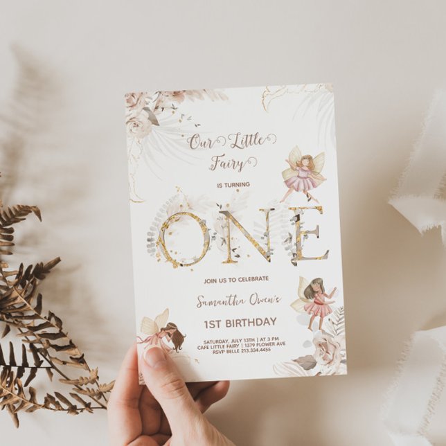 Ändra Älvor 1:a födelsedagsinbjudan Inbjudningar (Skapare uppladdad)