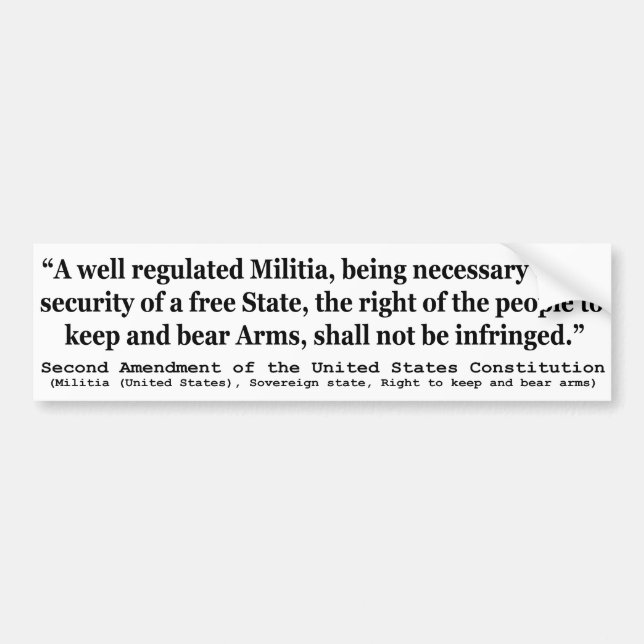 Andra ändringen av Förenade Stater-konstitutionen Bildekal (Framsidan)