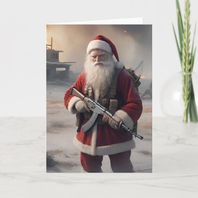 Andra ändringen Santa Funny jul Helgkort (Framsida)