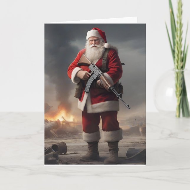 Andra ändringen Santa Funny jul Helgkort (Framsida)