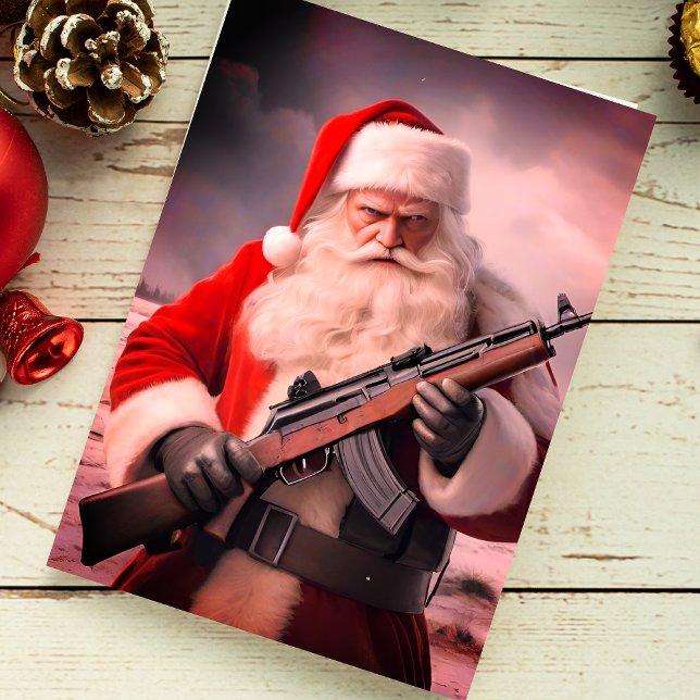 Andra ändringen Santa Funny jul Helgkort (Skapare uppladdad)