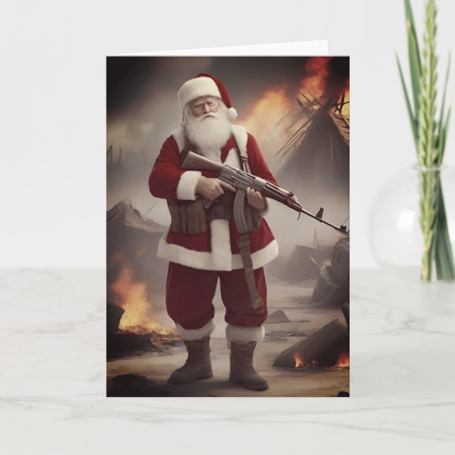 Andra ändringen Santa Funny jul Helgkort (Framsida)