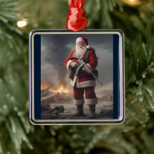 Andra ändringen Santa Funny jul Julgransprydnad Metall