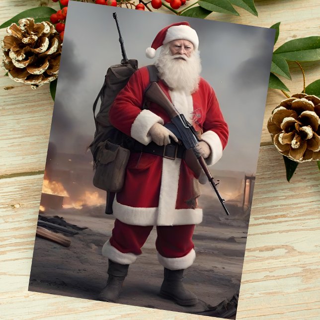 Andra ändringen Santa Funny jul Julkort (Second Amendment Santa)
