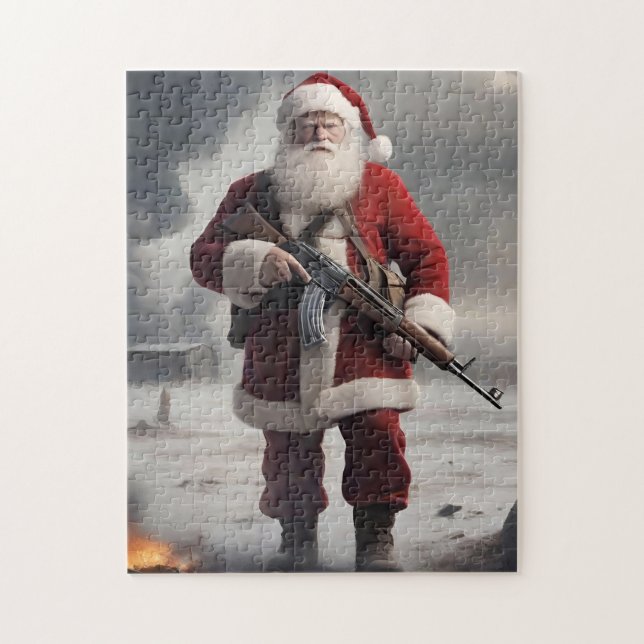 Andra ändringen Santa Funny jul Pussel (Vertikal)