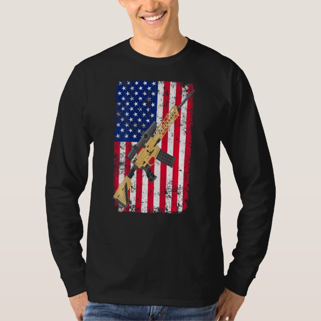 Andra ändringsförslaget om amerikanska Flagga i Fö T Shirt (Framsida)