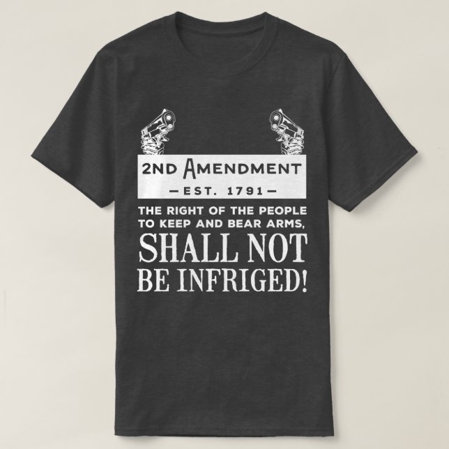 Andra ändringsförslaget, vitt t shirt (Design framsida)