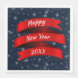 Ändra årstext Gott nytt år 20xx Röd menyflik Pappersservett