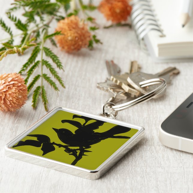 Ändra bakgrund Färg Fyrkantig Silverfärgad Nyckelring (Sidan)