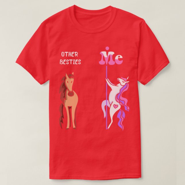 Andra besties jag Tee Unicorn Bestie Funny Gift Id (Design framsida)