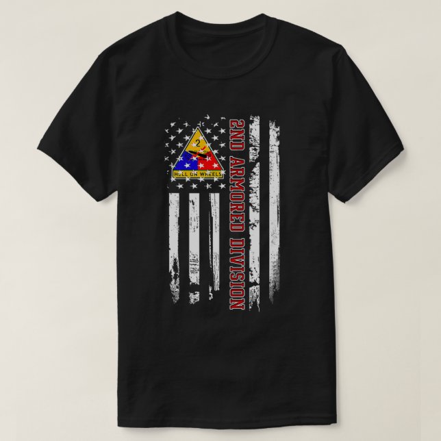 Andra beväpnade divisionen Amerikanska Flagga Vete T Shirt (Design framsida)