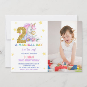 Andra Blommigten Unicorn Birthday-inbjudningar med Inbjudningar