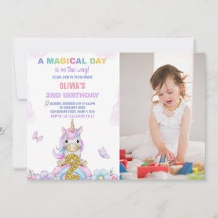 Andra Blommigten Unicorn Birthday-inbjudningar med Inbjudningar