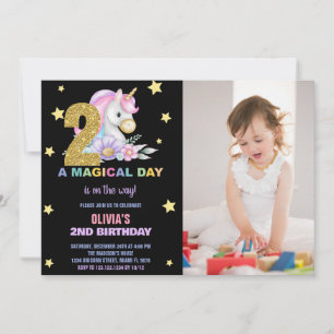 Andra Blommigtens jubiléer från Unicorn-födelsedag Inbjudningar