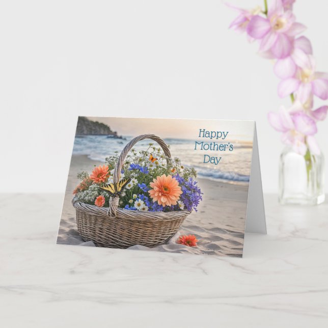 Andra dag vacker strand kust tema med blomma kort (Orkide)