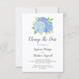Ändra Datum Blå Hydrangea Bröllop Spara Datumet