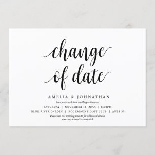 Ändra datum, Bröllop Ändra datumkort Inbjudningar
