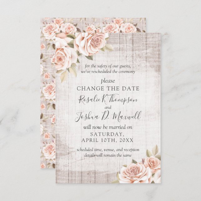 Ändra datum då Rustic Ro schemaläggs om Bröllop Inbjudningar (Fram/baksida)