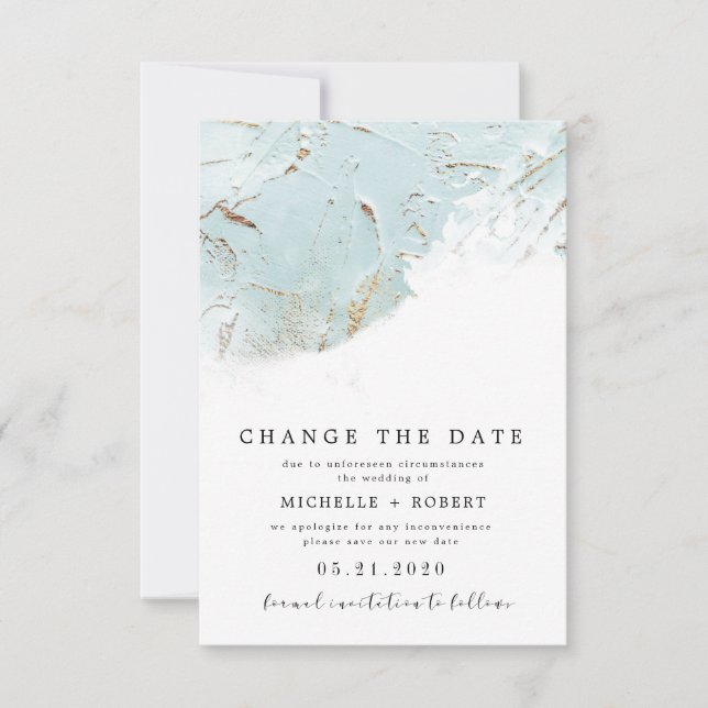 Ändra datum för texturerat blått guld-foto inbjudningar (Framsida)