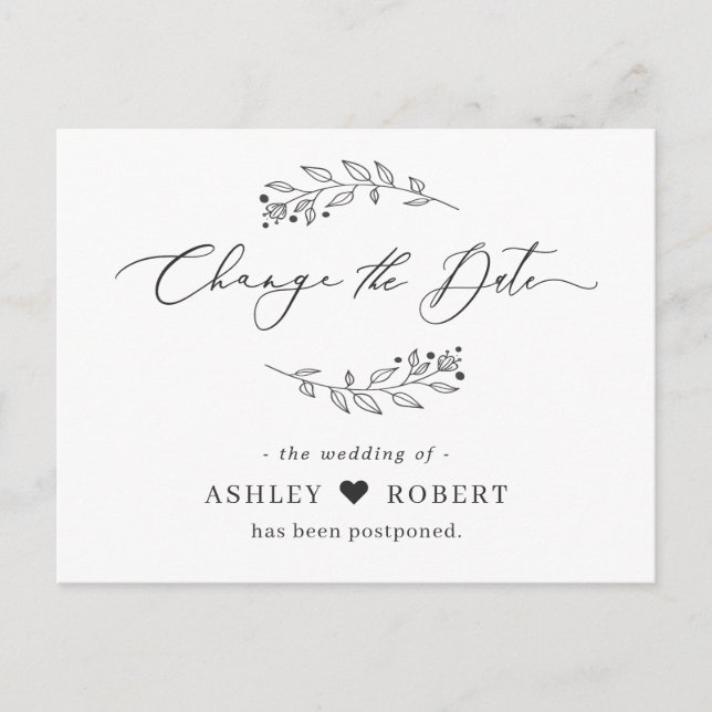 Ändra datum för uppskjuten händelse Enkla Handrita Vykort (Framsida)