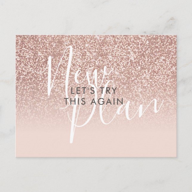 Ändra datum för uppskjuten händelse Rose Gold Glit Vykort (Framsida)