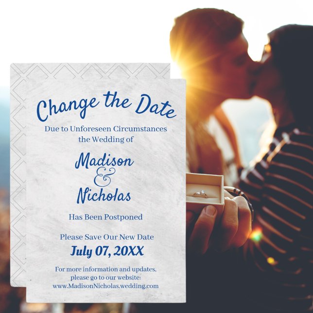 Ändra datum för uppskjutet Grått-parchment Bröllop Spara Datumet (Change the Date Wedding Postponed Grey Parchment Save The Date Announcement)