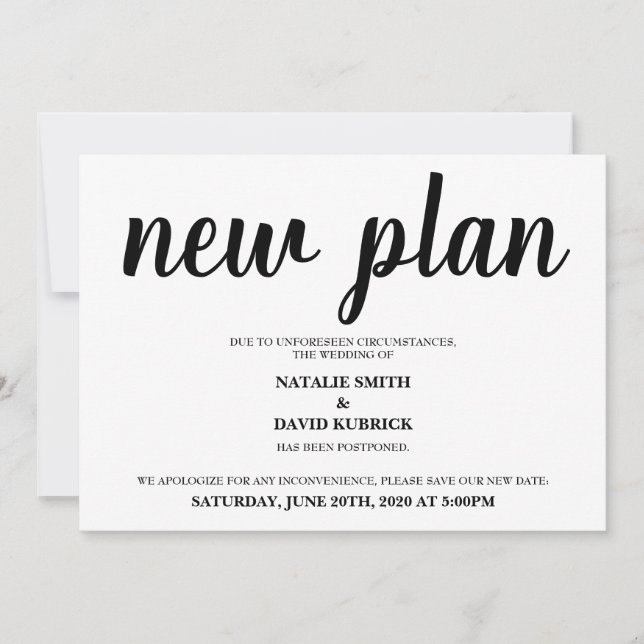 Ändra datum för utsatt bröllopsmeddelande inbjudningar (Framsida)