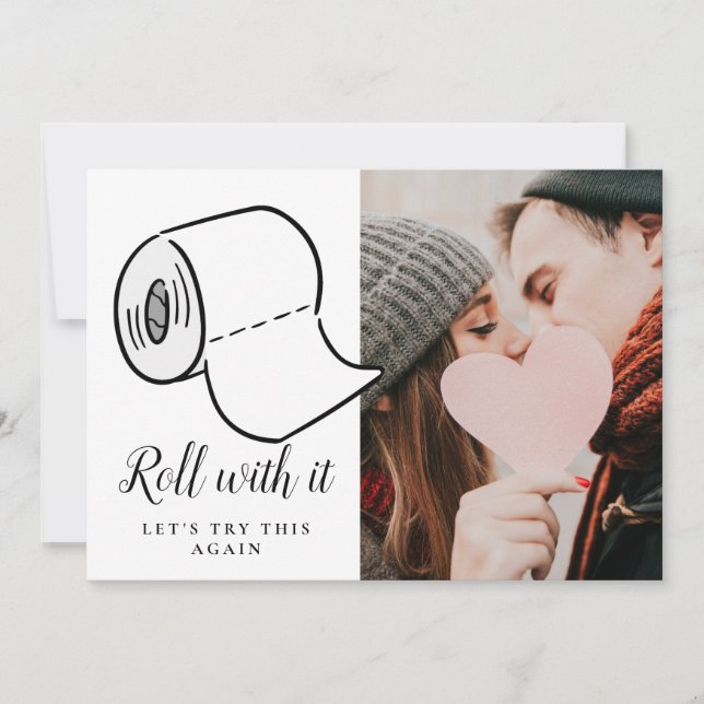 Ändra datum Foto Bröllop uppskjutet evenemang  Inbjudningar (Framsida)