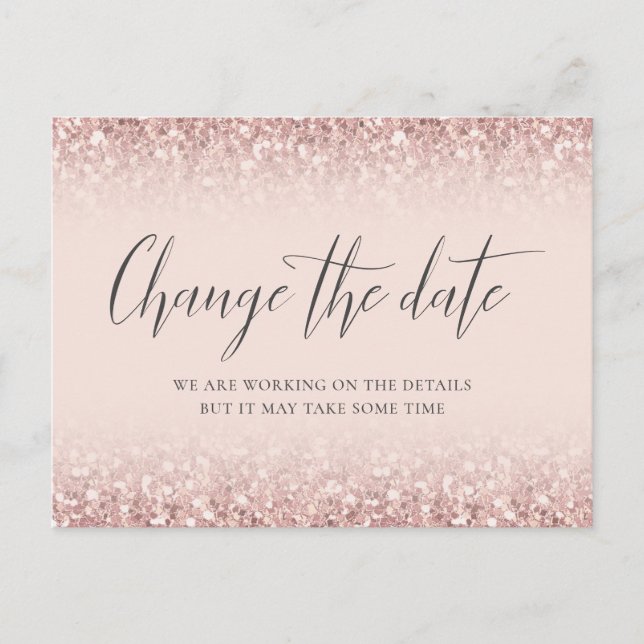 Ändra datum Ro Guld Rosa Glitter Bat mitzvah Vykort (Framsida)
