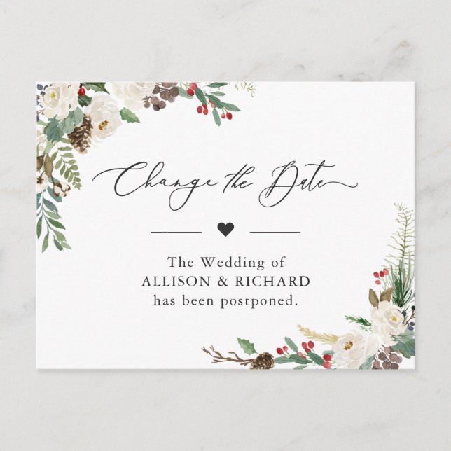 Ändra datum Rustik vinterblomma Uppställd Vykort (Framsida)