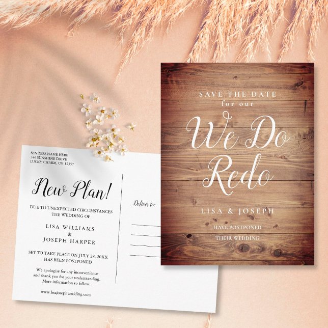 Ändra datum Rustikalt Vi gör om Uppfyllt senare Vykort (Skapare uppladdad)