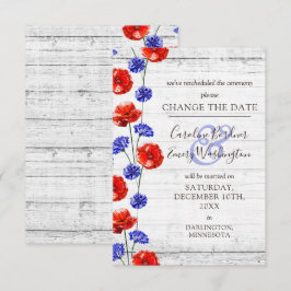 Ändra datumet för Bröllop-kortet för Rustic Poppy  Inbjudningar