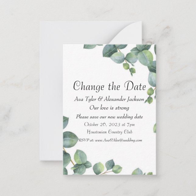 Ändra datumet för bröllopsinbjudan anteckningskort (Framsida)