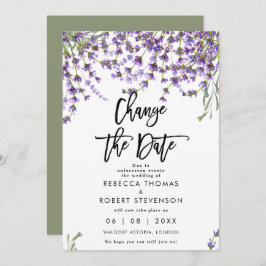 ändra datumet för lavender-bröllopsinbjudan inbjudningar