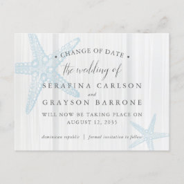 Ändra datumet för Starfish Rustic Wood Beach Weddi Meddelande Vykort