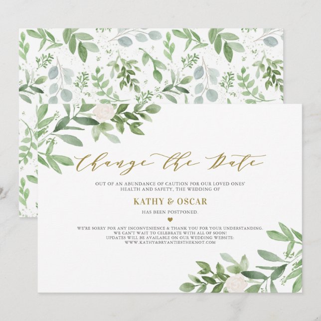 Ändra datumet Grey Bröllop Senareläggning Inbjudningar (Fram/baksida)