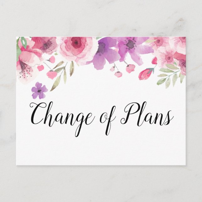 Ändra datumet Inställt Avbruten Händelse Blommor Vykort (Framsida)