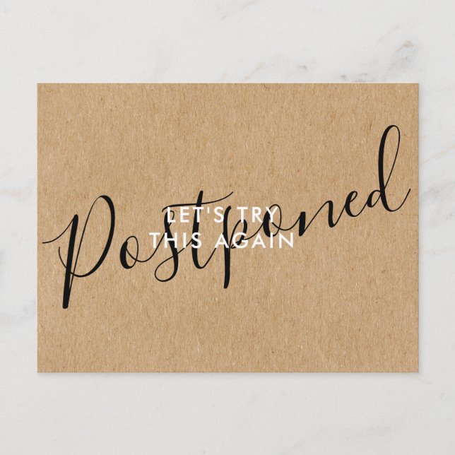 Ändra datumet Inställt Avbruten händelse Rustik Vykort (Framsida)