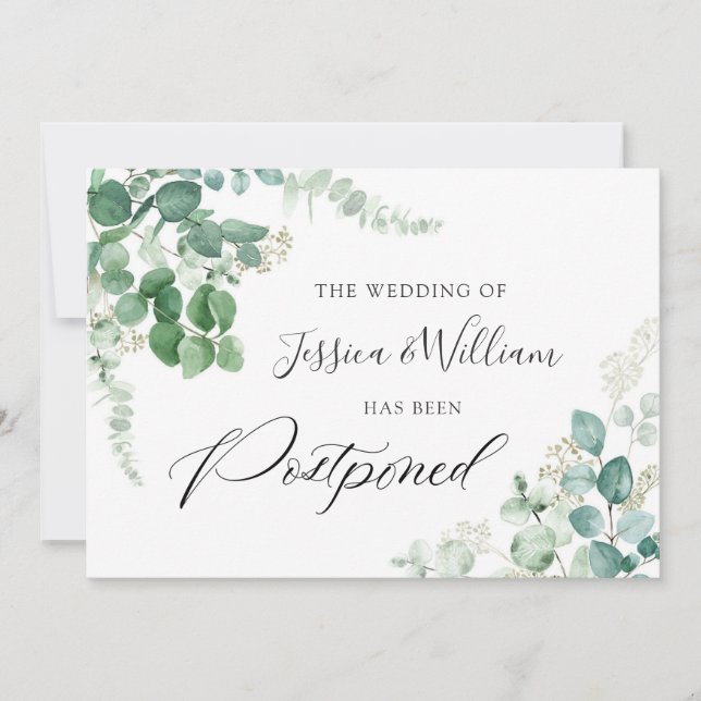 Ändra datumet Uppställd Eukalyptus Akvarell Inbjudningar (Framsida)