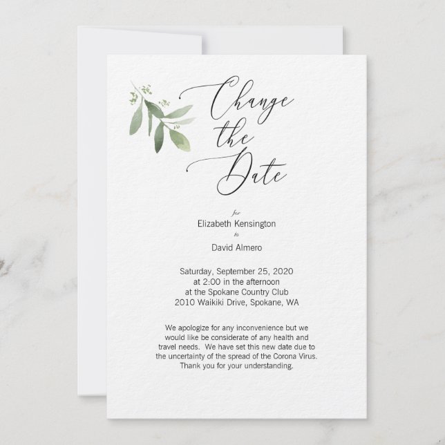 Ändra datumkort - Corona Virus-kort Inbjudningar (Framsida)