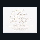 Ändra datumminimalistisk modern kalligrafi Guld Vykort<br><div class="desc">Uppdatera dina gäster med informationen om din omschemalagda eller uppskjutna händelse med detta minimalistiska och moderna vykort som innehåller ett modernt kalligrafiskt skript. Alla färger kan redigeras. Sluta med min affär för att se mer så här.</div>