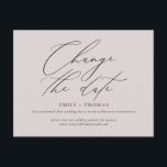 Ändra datumminimalistisk modern kalligrafi vykort<br><div class="desc">Uppdatera dina gäster med informationen om din omschemalagda eller uppskjutna händelse med detta minimalistiska och moderna vykort som innehåller ett modernt kalligrafiskt skript. Alla färger kan redigeras. Sluta med min affär för att se mer så här.</div>