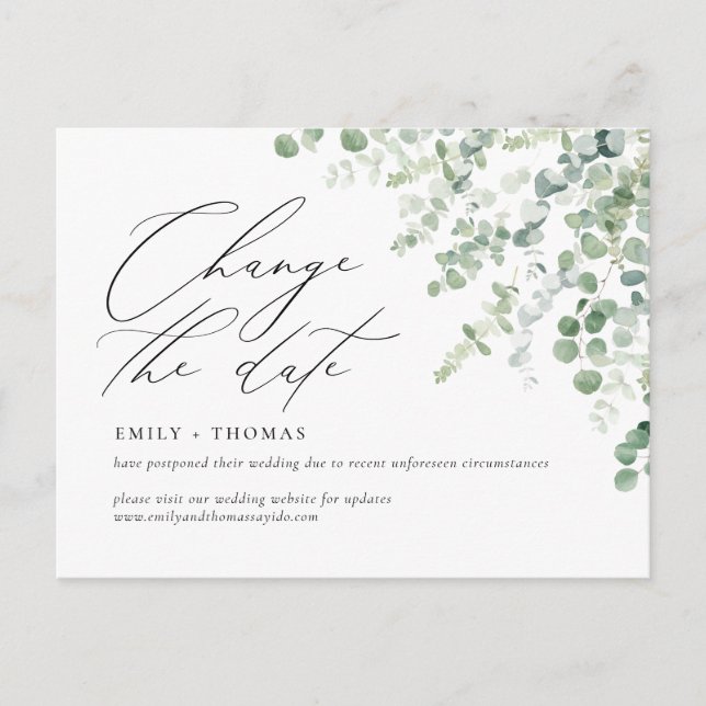 Ändra datumskriptet Eucalyptus vattenfärg Vykort (Framsida)