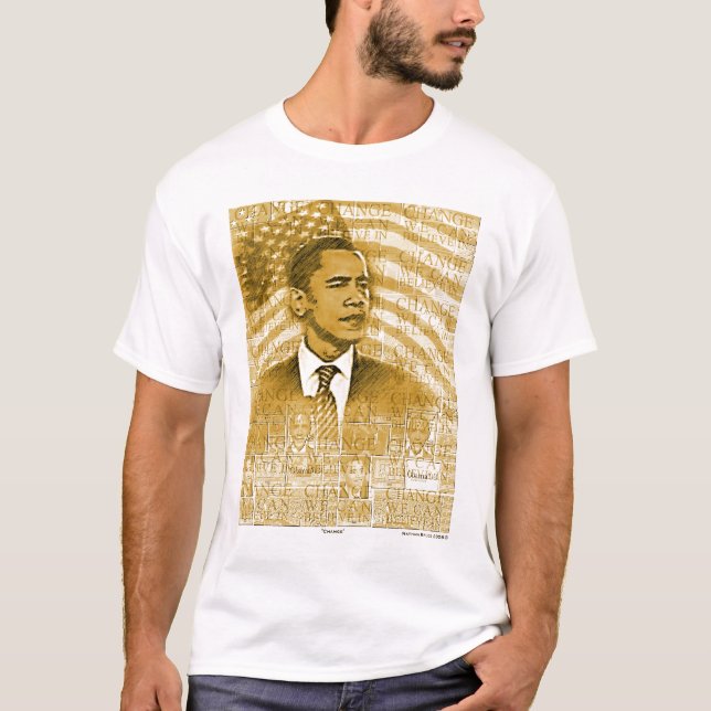 "Ändra" den Barack Obama guldT-tröja Tröja (Framsida)