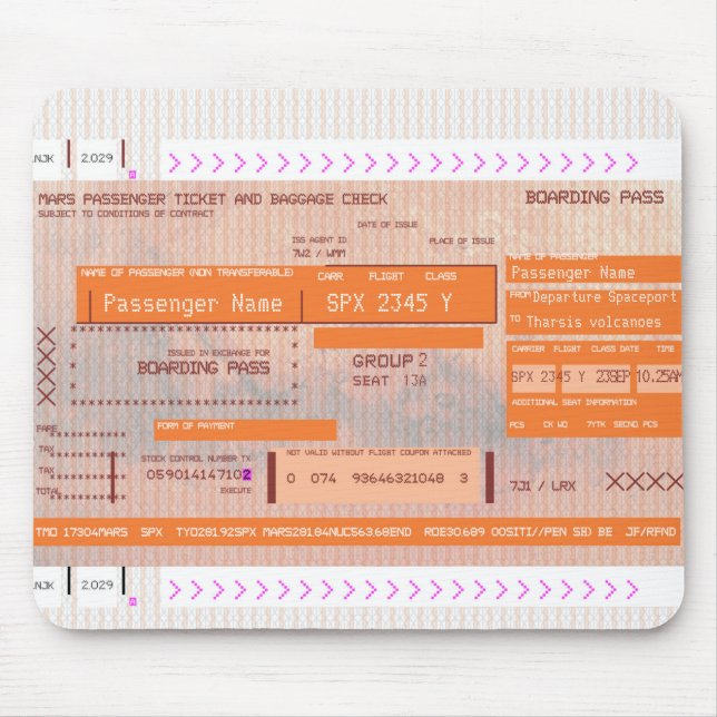 Ändra det här utrymmesflygarpasset för resepåstign musmatta (Framsidan)