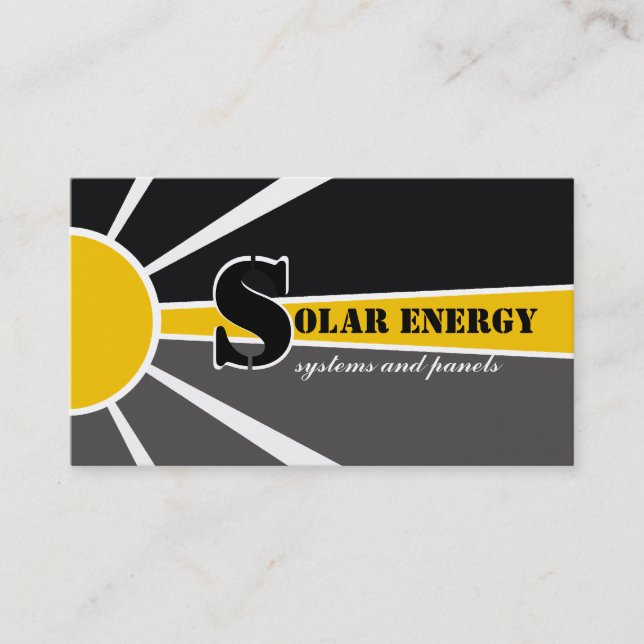 Andra energikällor för solenergi/sol visitkort (Framsida)