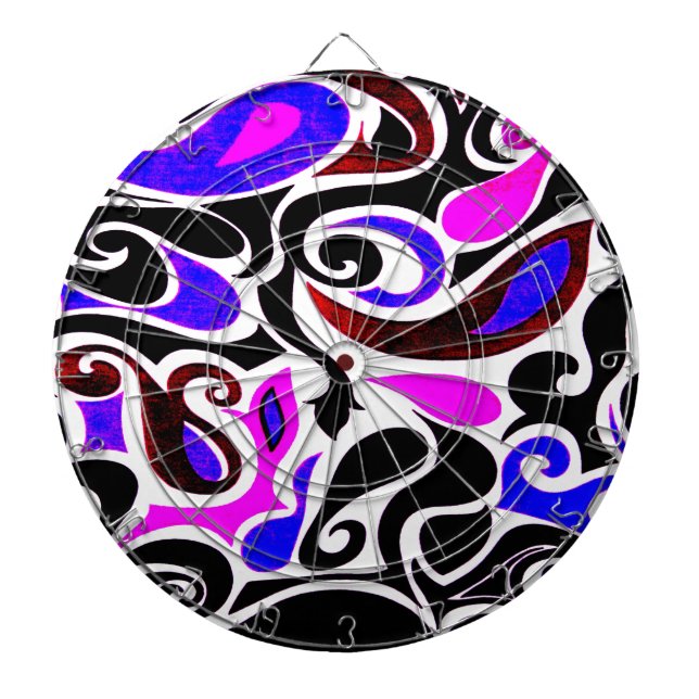 Ändra Färg Wacky Retro Swirl Darttavla (Framsidan)