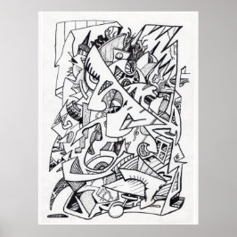 Andra Flygplan här, bläck teckning Poster