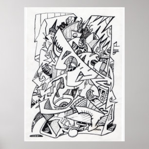 Andra Flygplan här, bläck teckning Poster