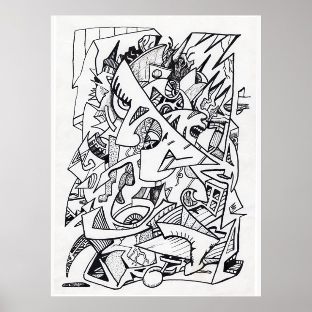 Andra Flygplan här, bläck teckning Poster (Framsidan)